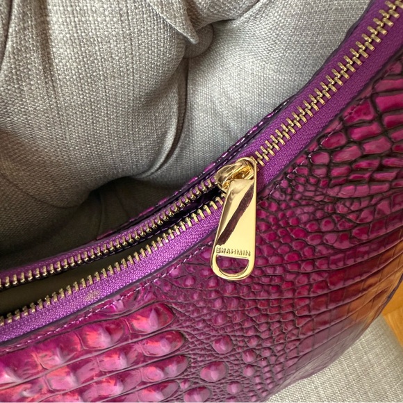 Brahmin Bekka Purple Potion Croc Shoulder Bag Rare Limited - Picture 8 of 11